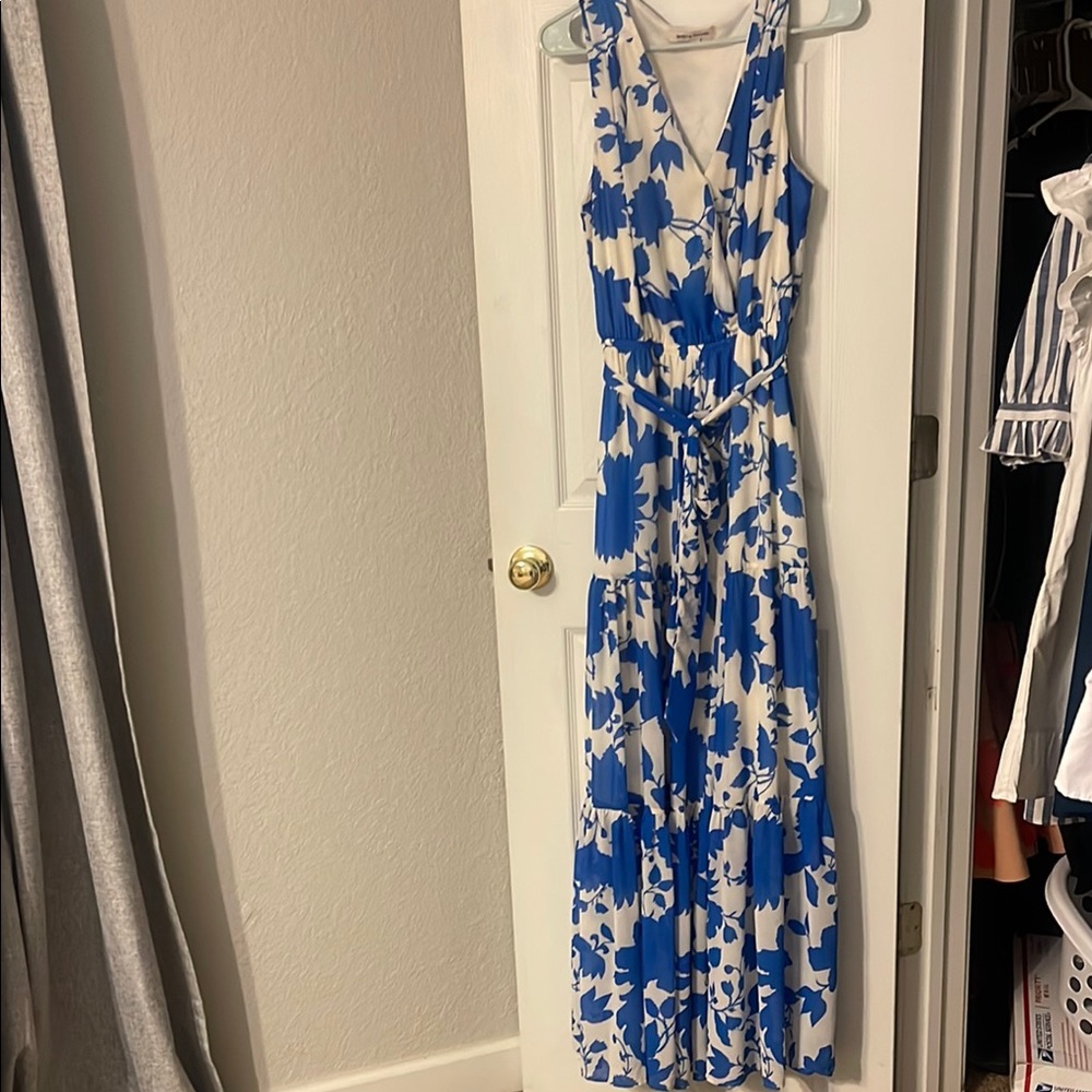 Blue and White Floral Maxi Dress